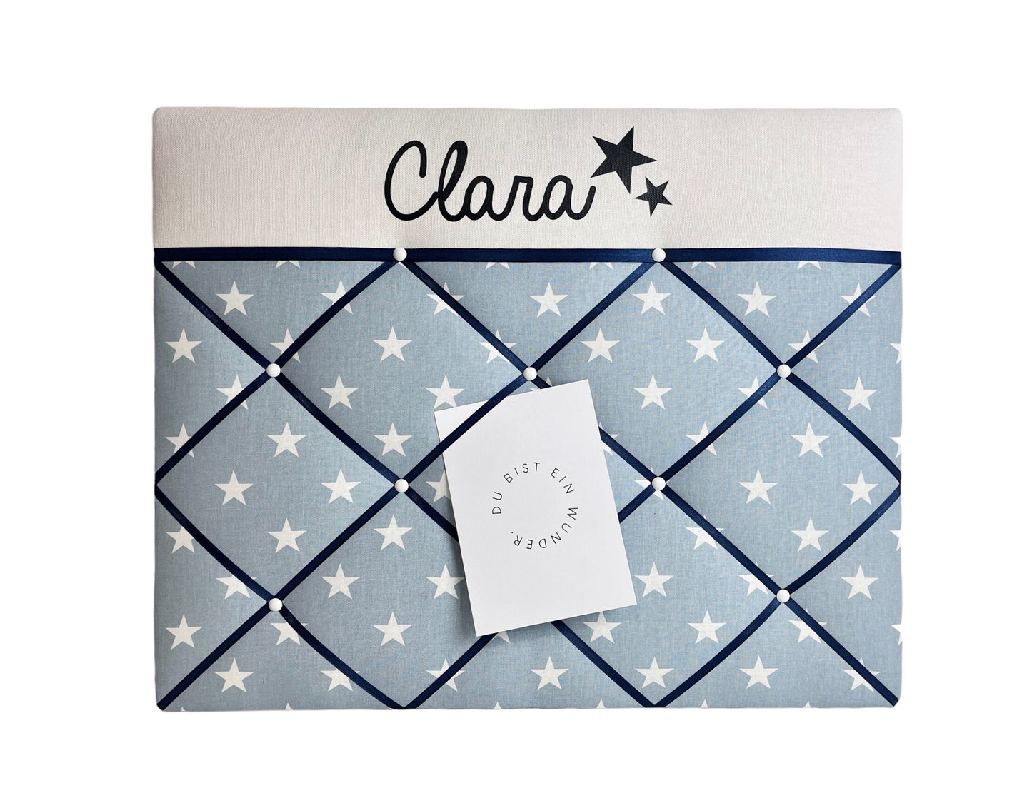 Memoboard mit Wunschnamen hellblau Stern