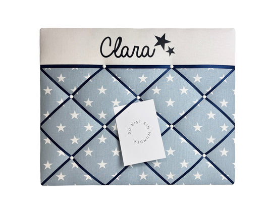 Memoboard mit Wunschnamen hellblau Stern