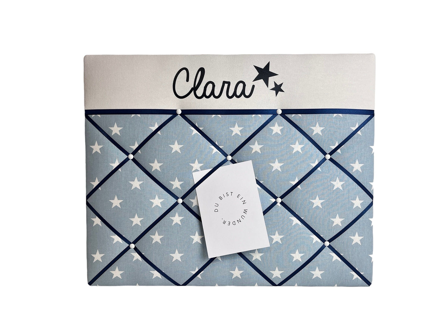 Memoboard mit Wunschnamen hellblau Stern
