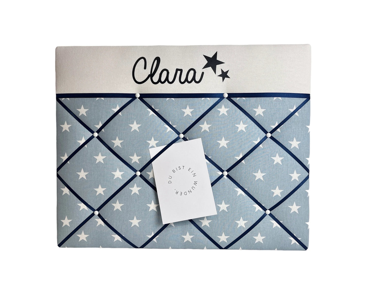 Memoboard mit Wunschnamen hellblau Stern