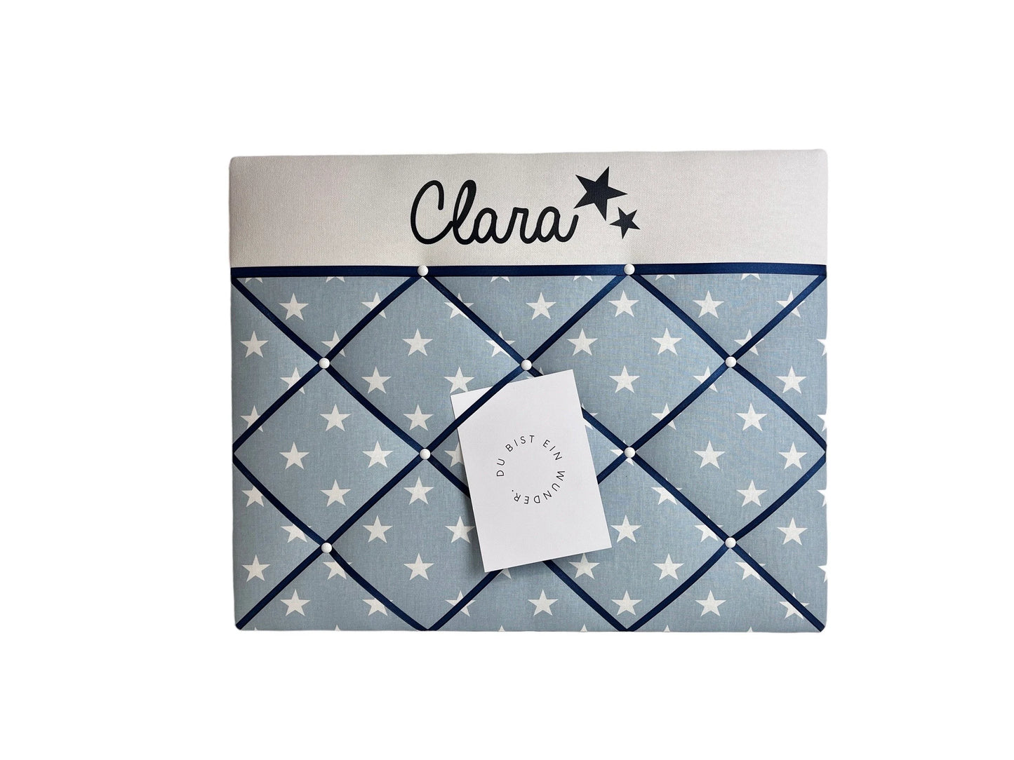 Memoboard mit Wunschnamen hellblau Stern
