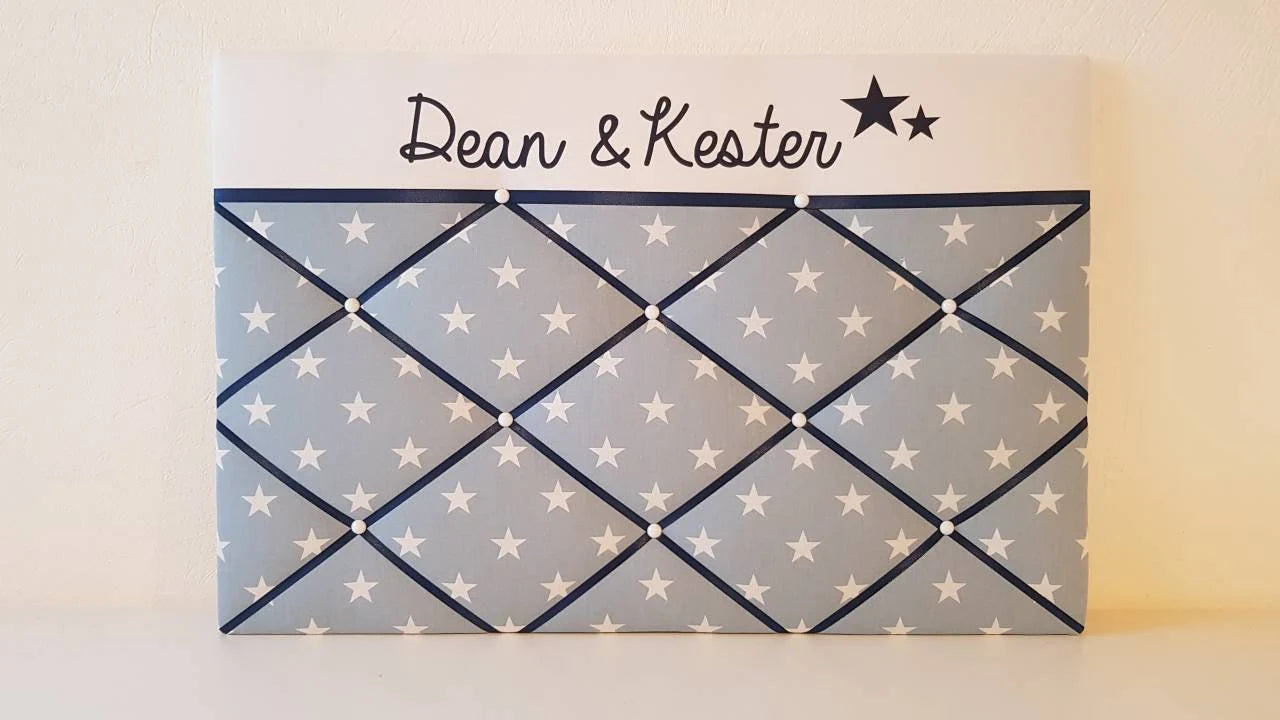 Memoboard mit Wunschnamen hellblau Stern