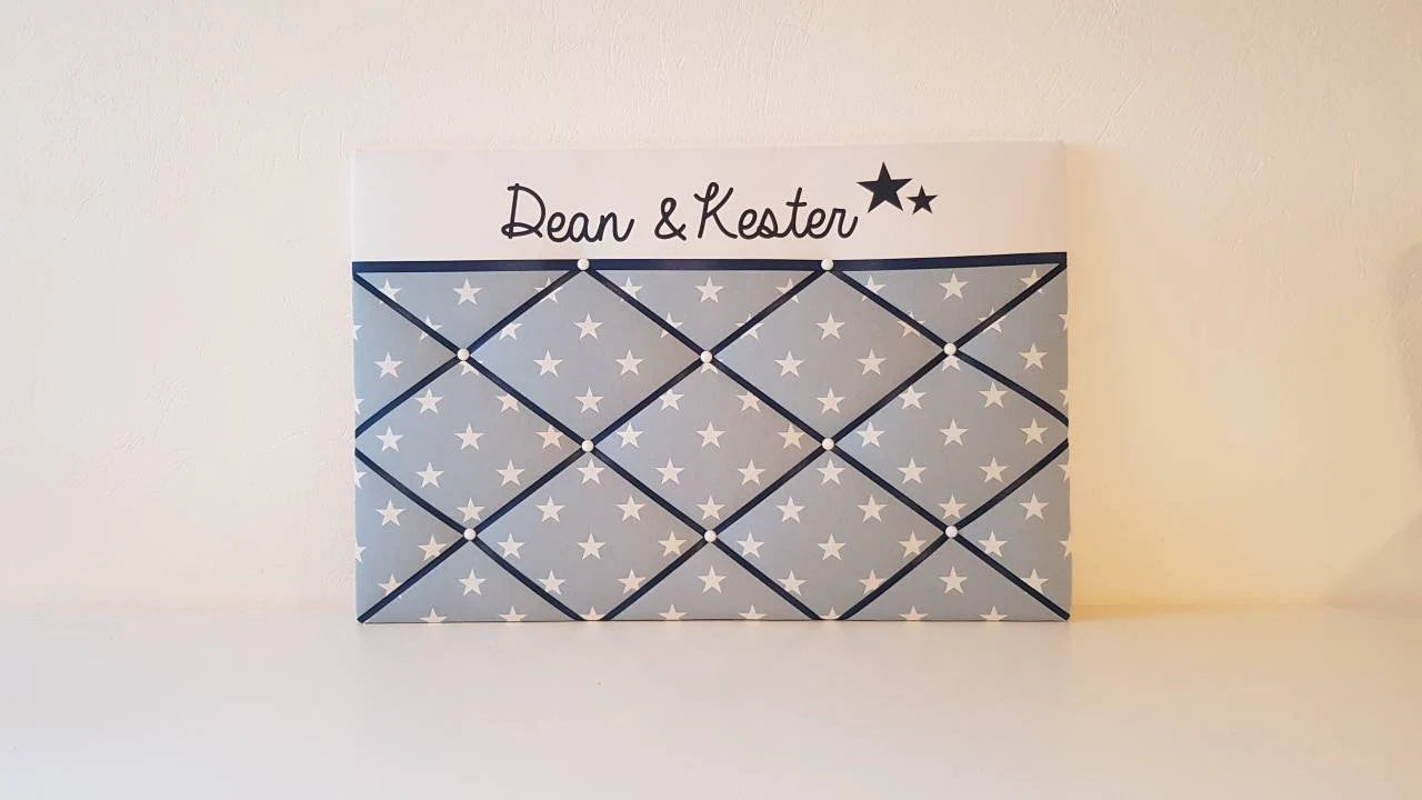Memoboard mit Wunschnamen hellblau Stern