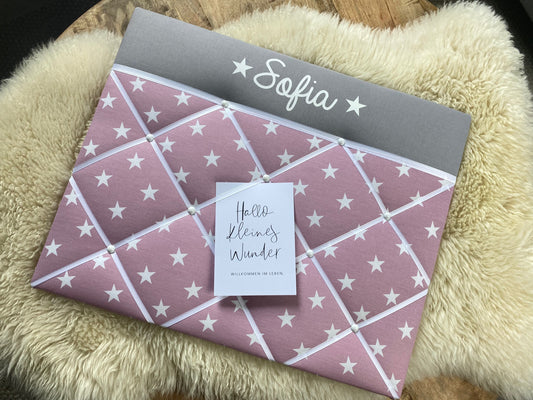 Memoboard personalisiert Wunschgrösse Stern altrosa