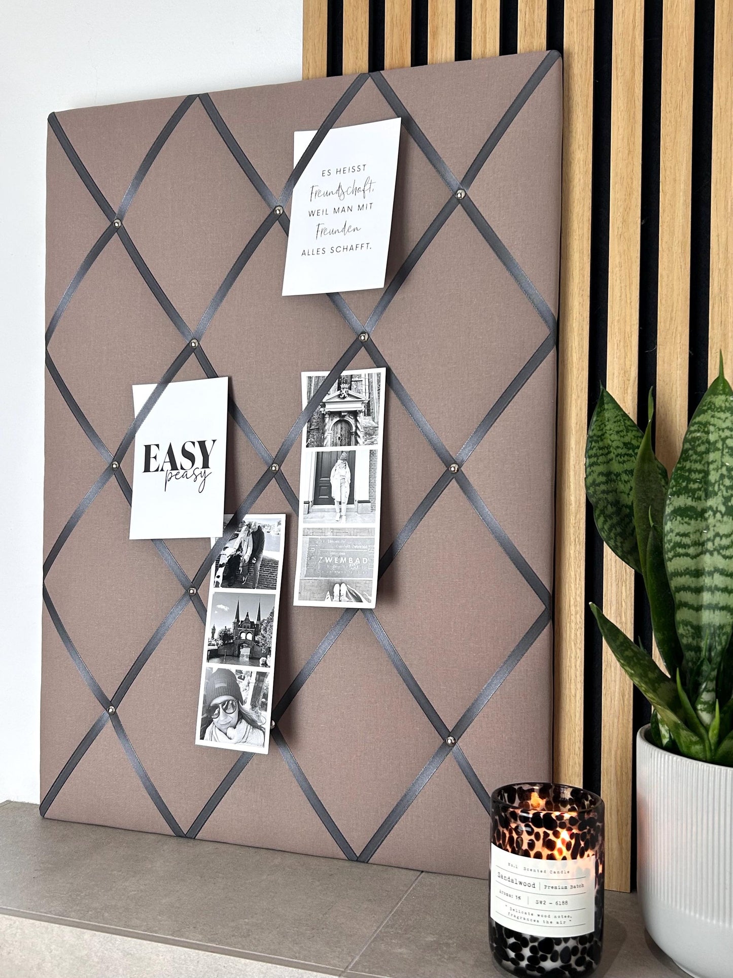 Memoboard taupe grau Wunschgröße