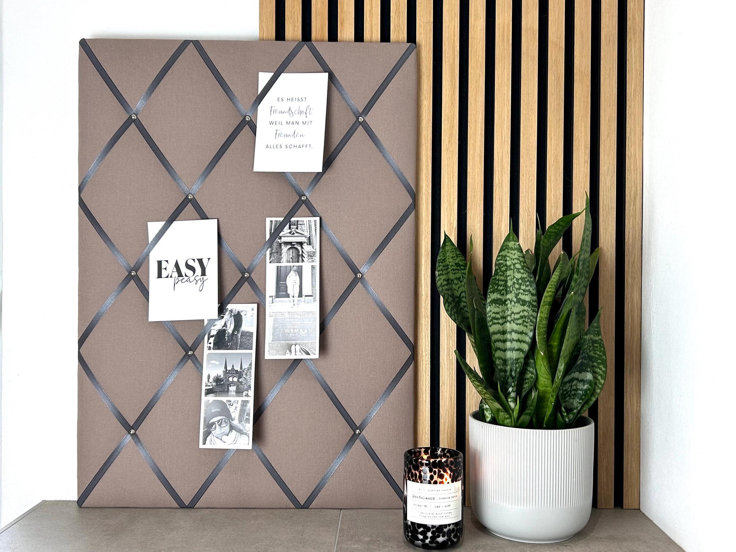 Memoboard taupe grau Wunschgröße