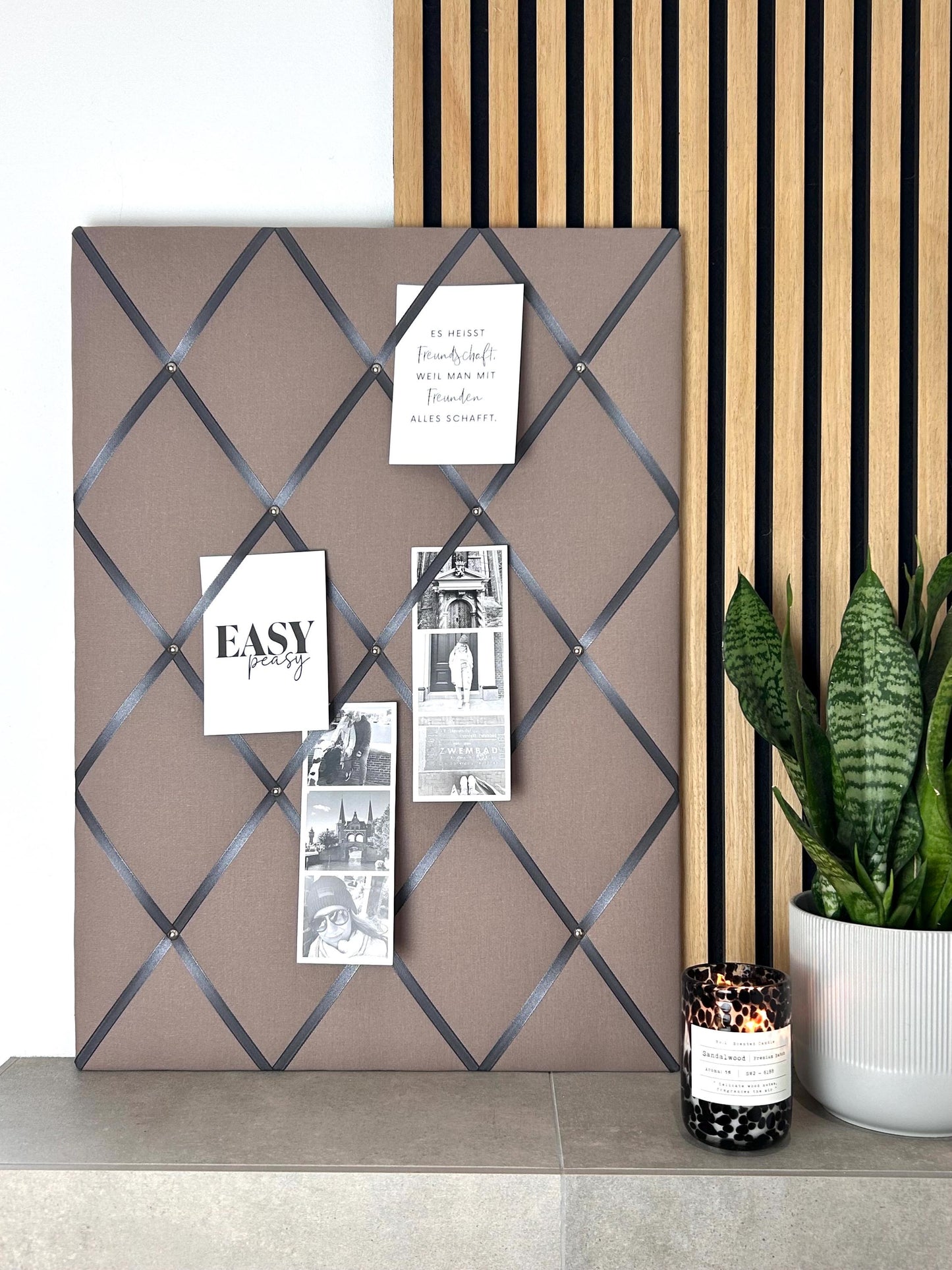 Memoboard taupe grau Wunschgröße