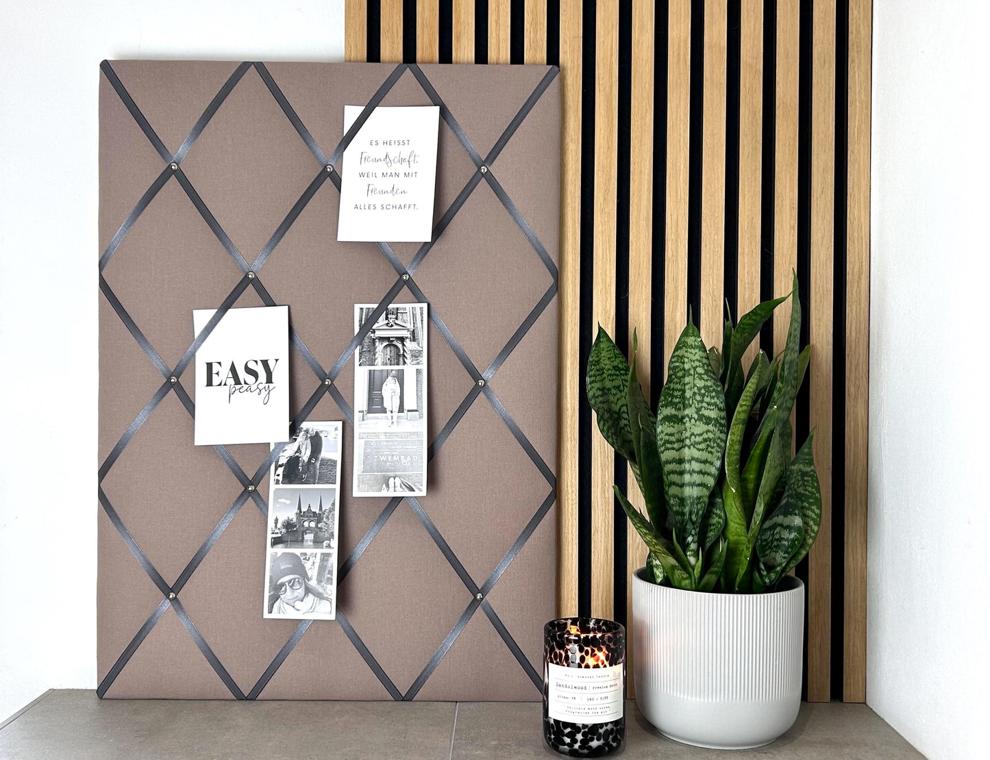 Memoboard taupe grau Wunschgröße