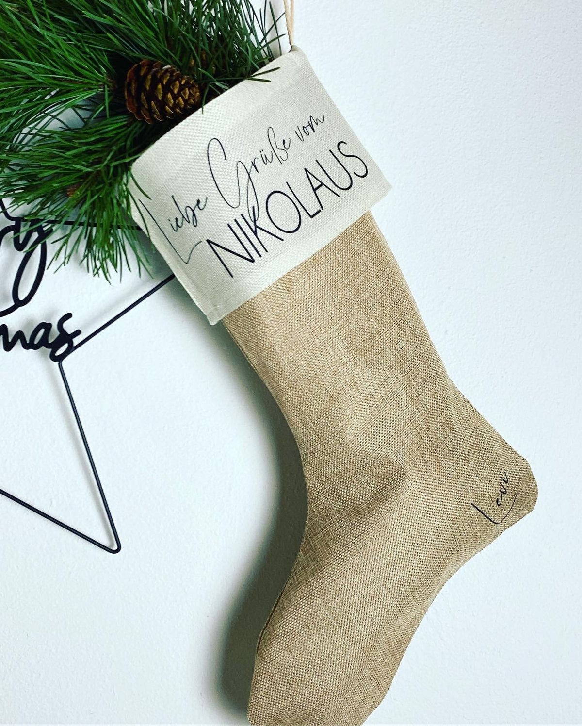 Nikolausstrumpf personalisiert Jute