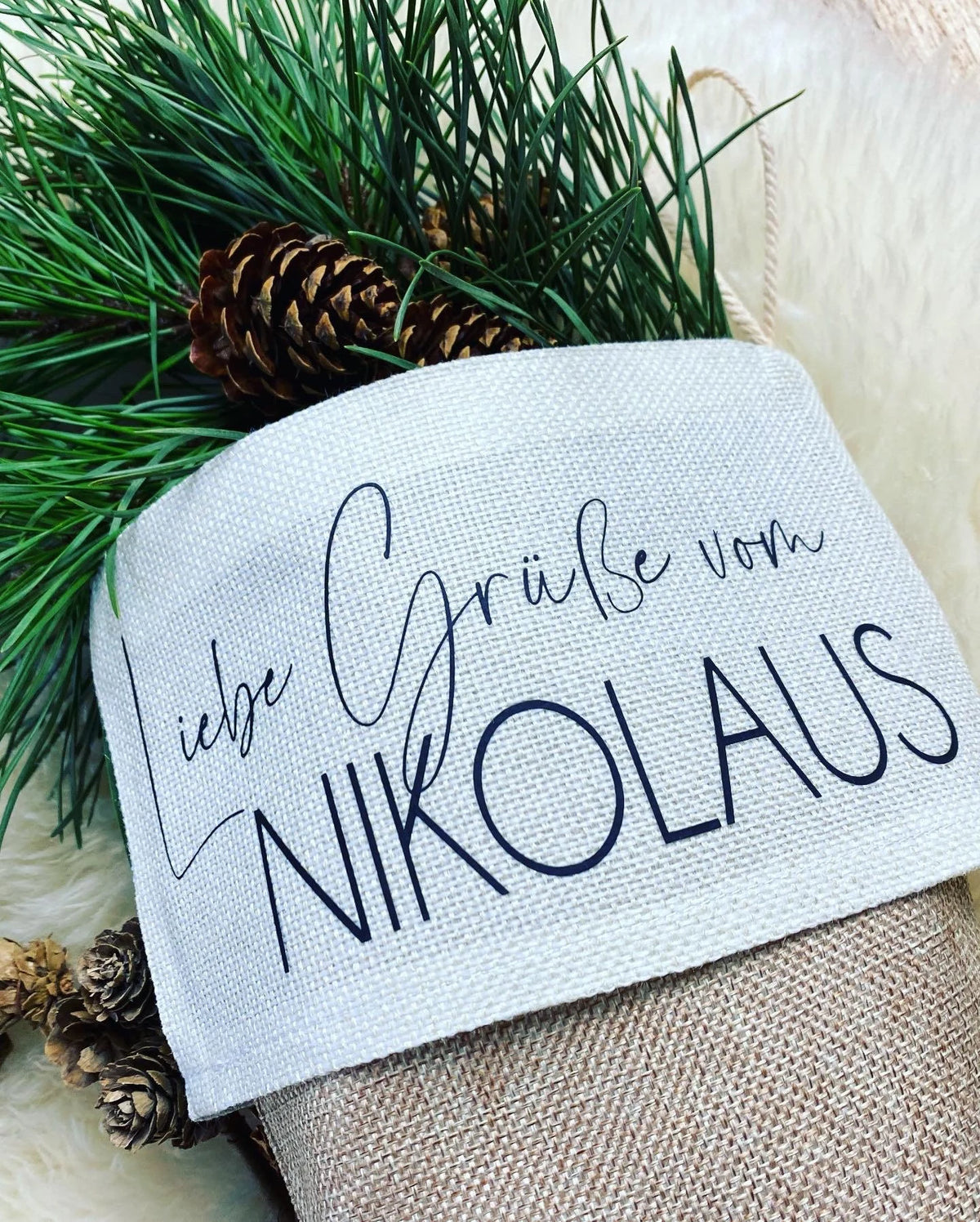 Nikolausstrumpf personalisiert Jute