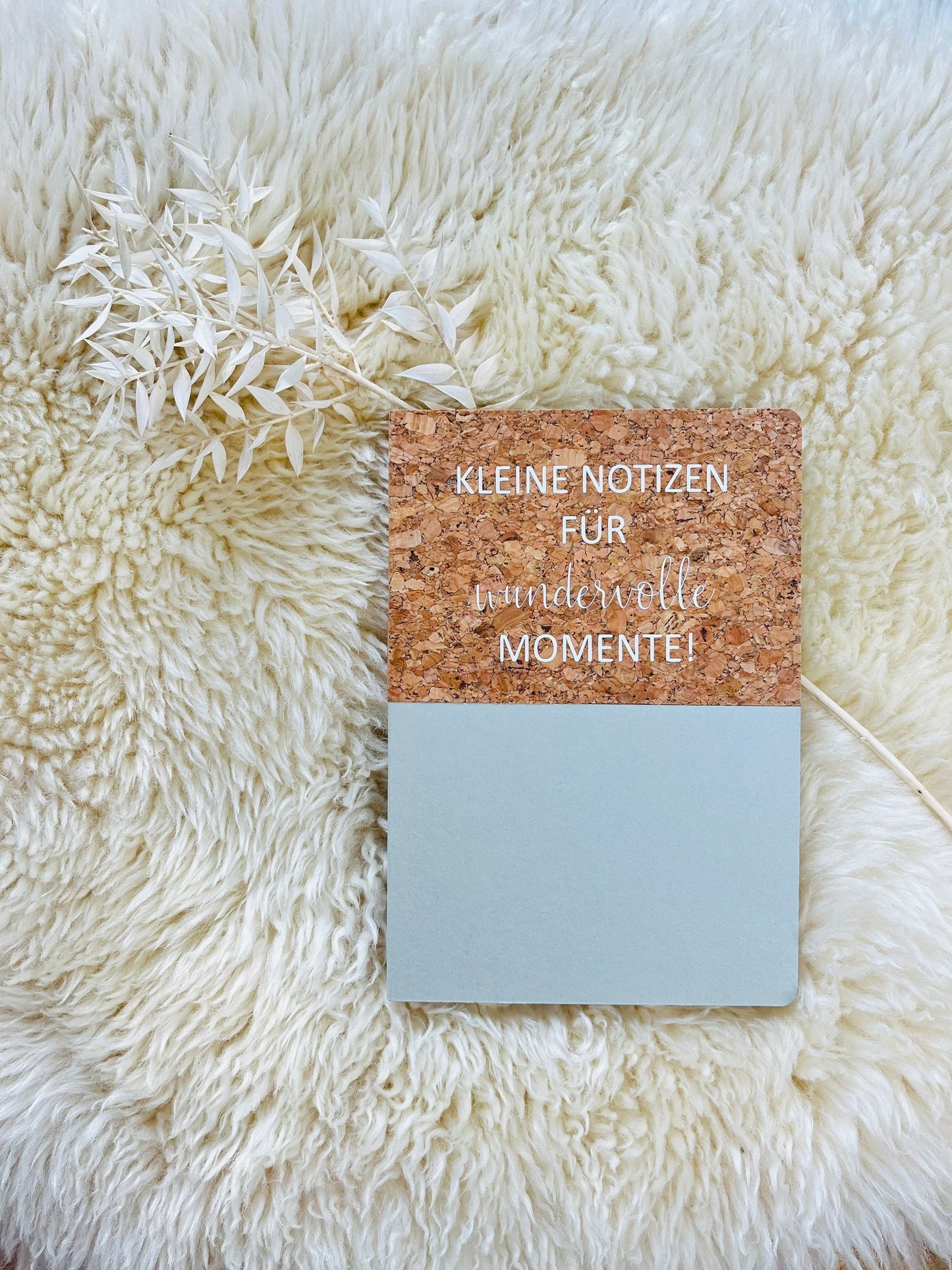 Notizbuch Kork hellgrau