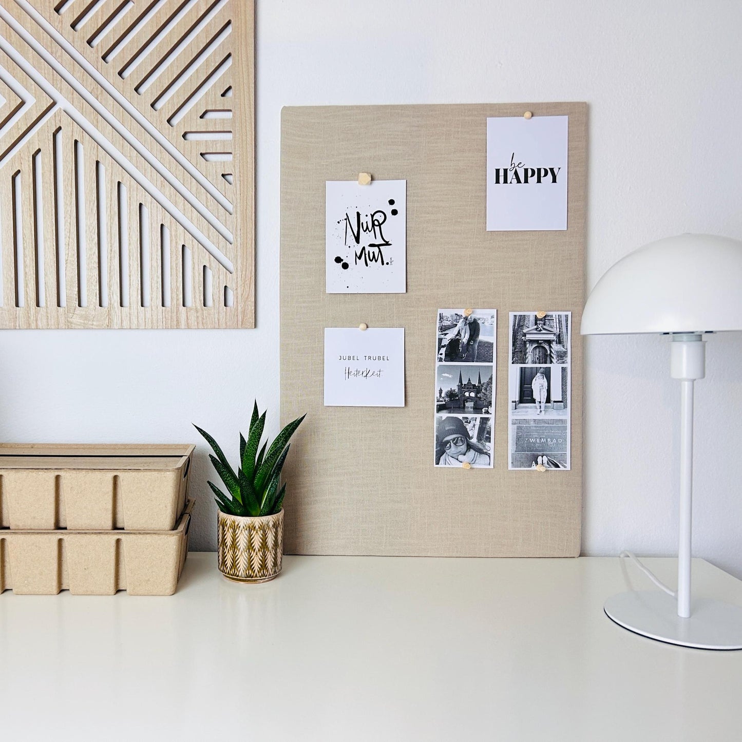 Pinnwand Pinboard Leinen beige