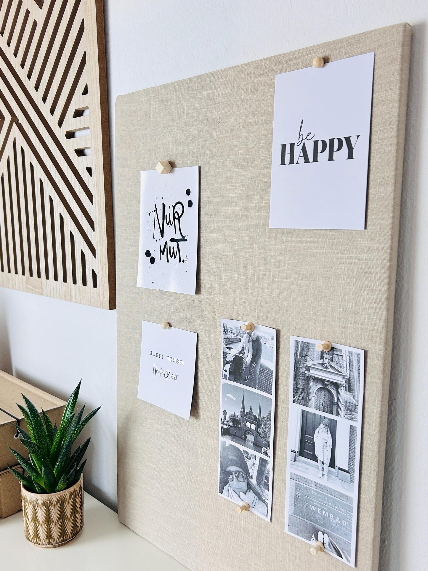Pinnwand Pinboard Leinen beige