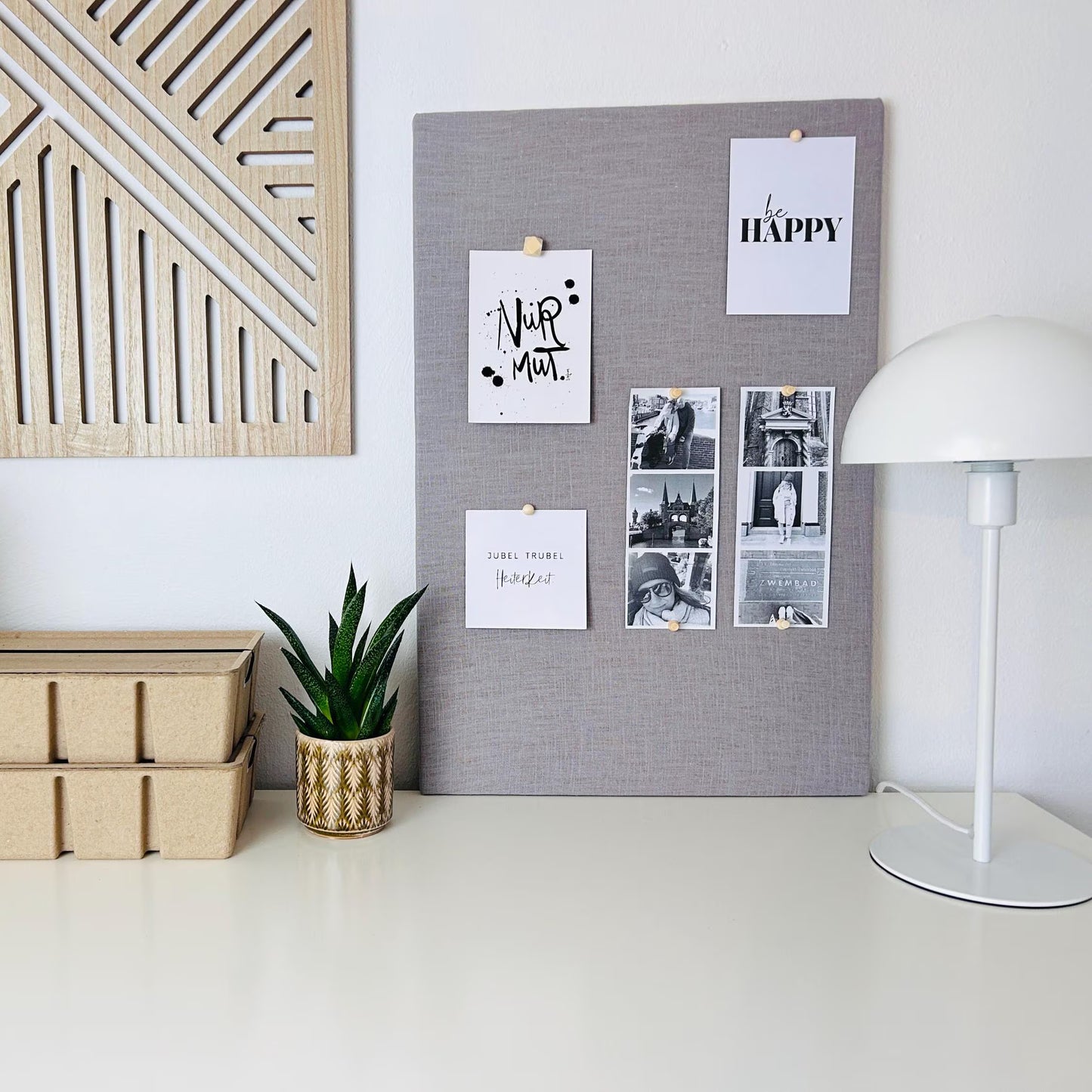 Pinnwand Pinboard Leinen hellgrau