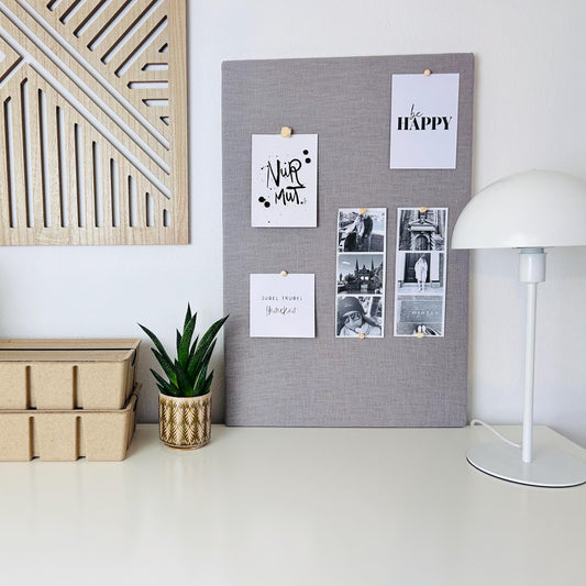 Pinnwand Pinboard Leinen hellgrau