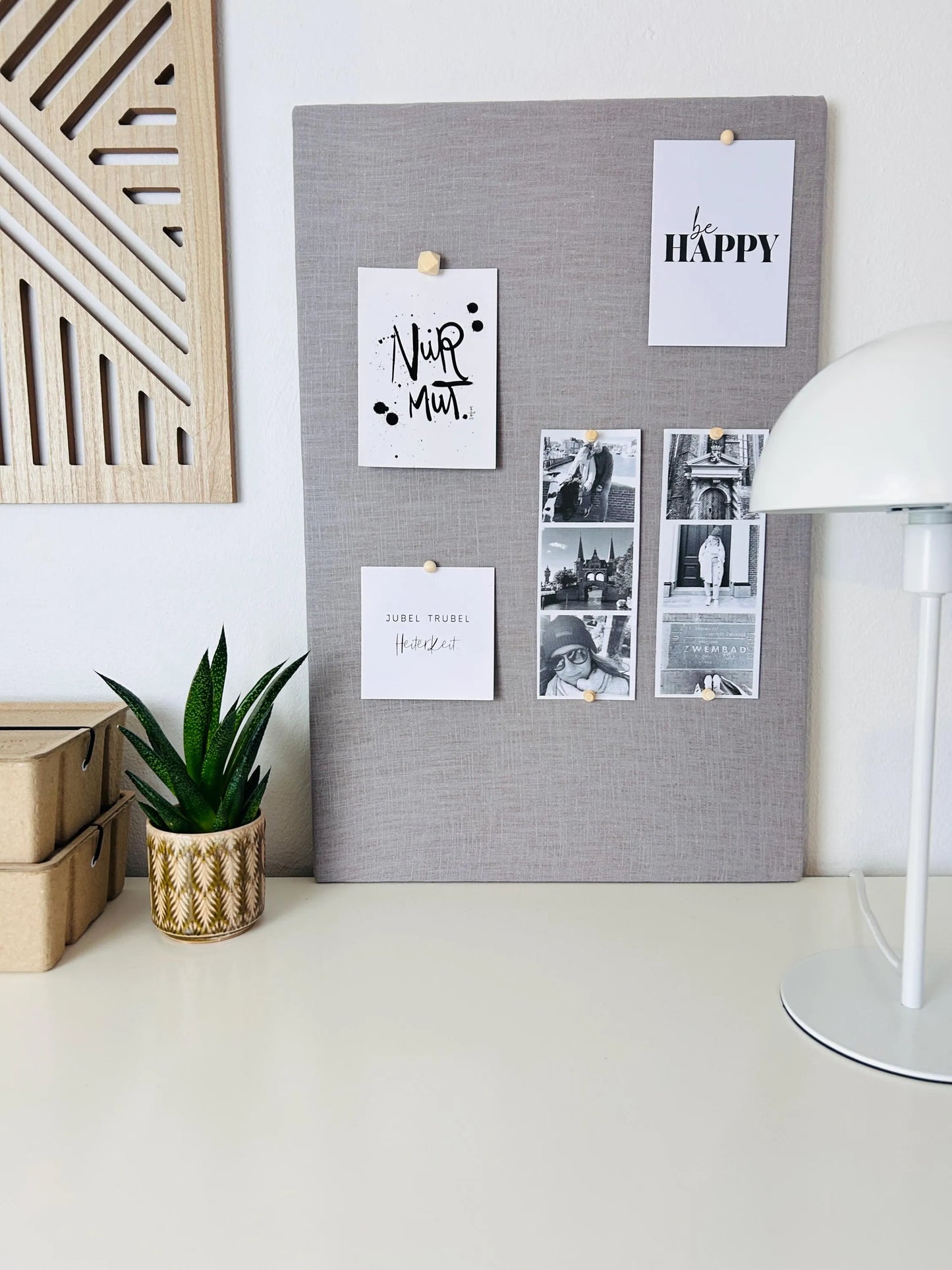 Pinnwand Pinboard Leinen hellgrau