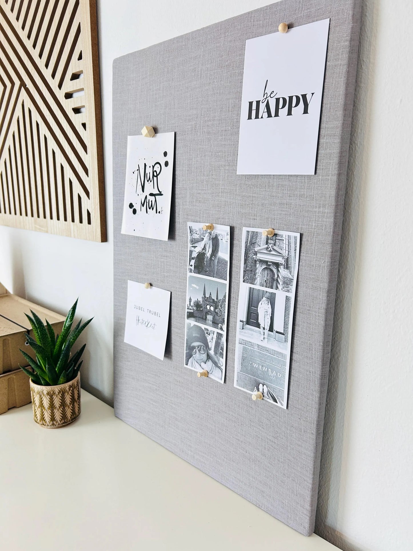 Pinnwand Pinboard Leinen hellgrau