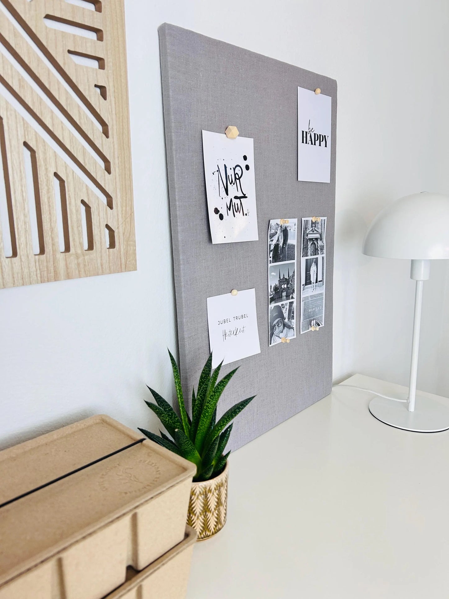 Pinnwand Pinboard Leinen hellgrau