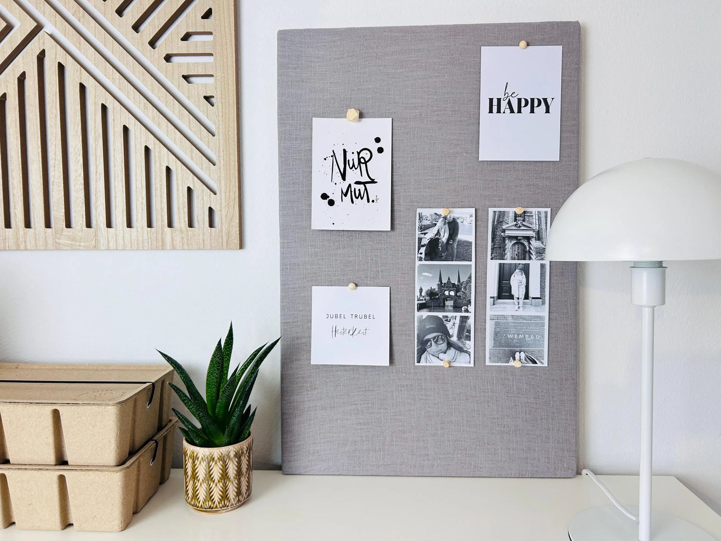 Pinnwand Pinboard Leinen hellgrau