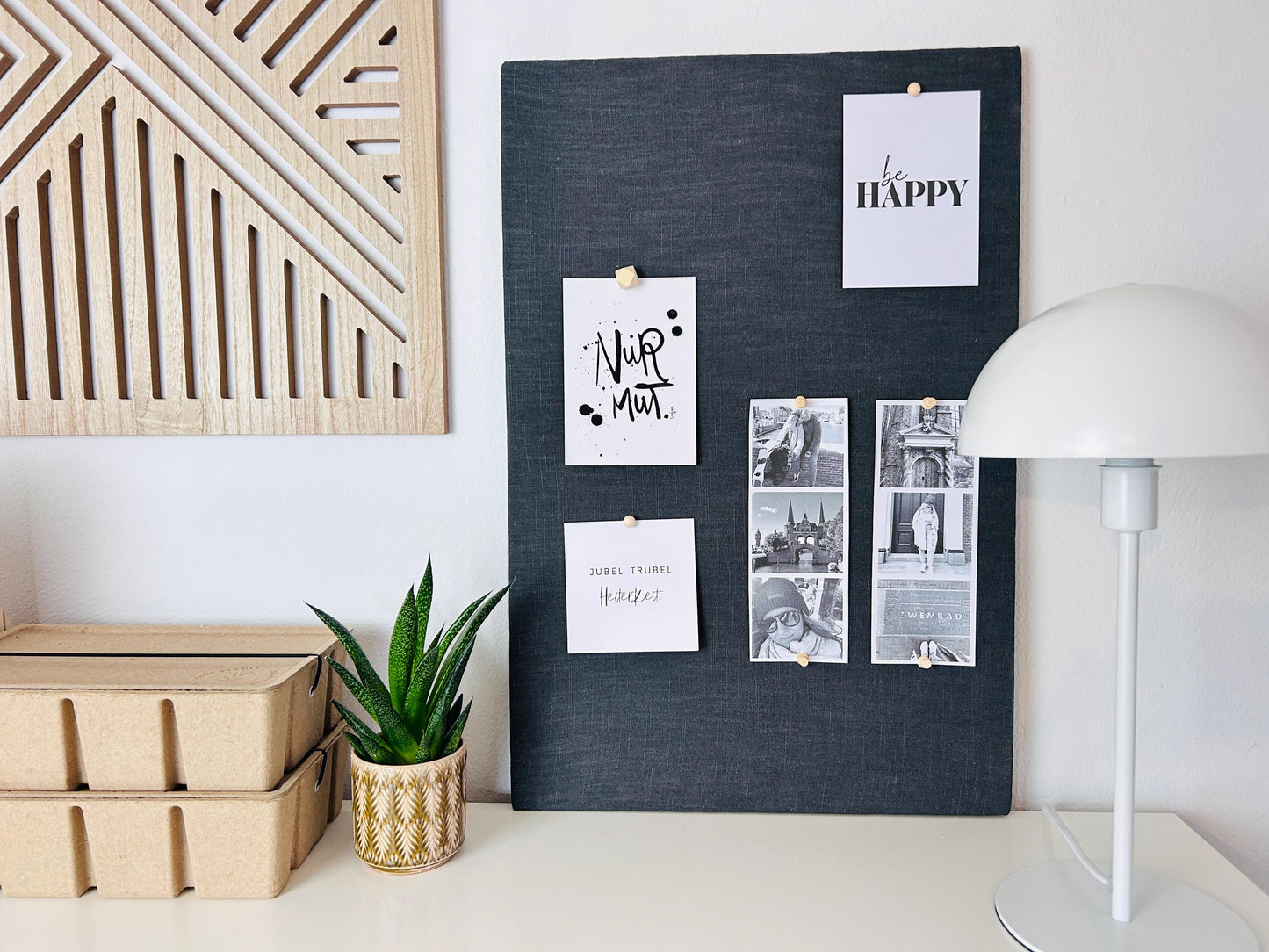Pinnwand Pinboard Leinen anthrazit