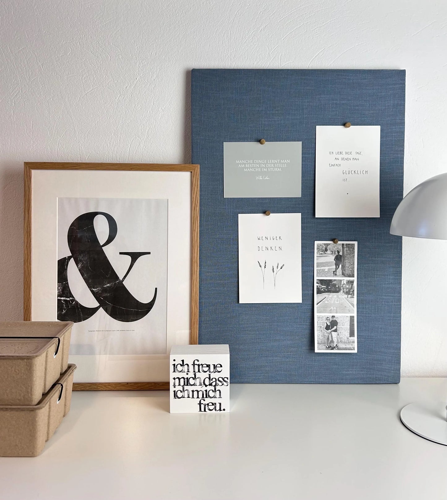 Pinnwand Pinboard Leinen schwedenblau