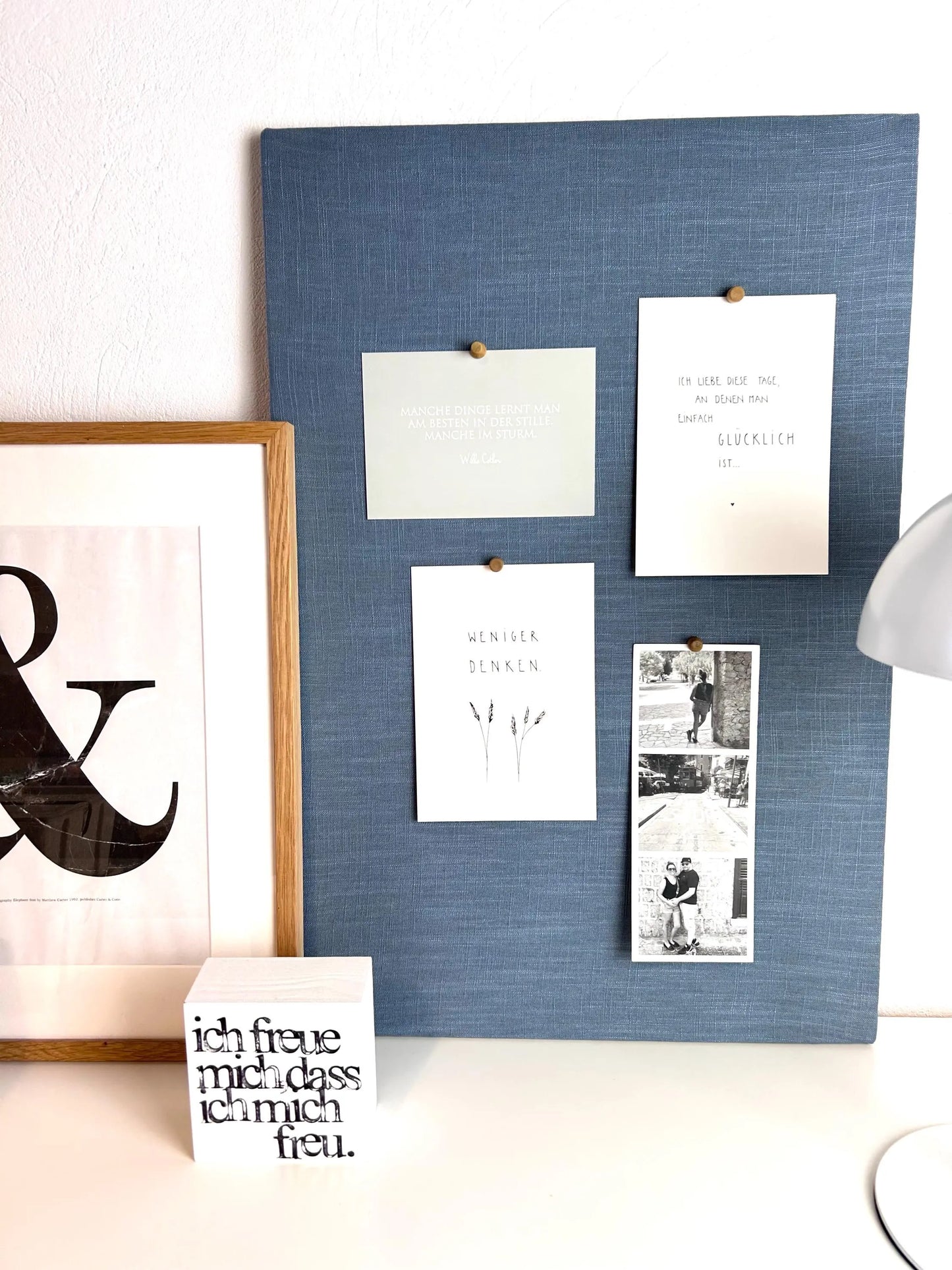 Pinnwand Pinboard Leinen schwedenblau