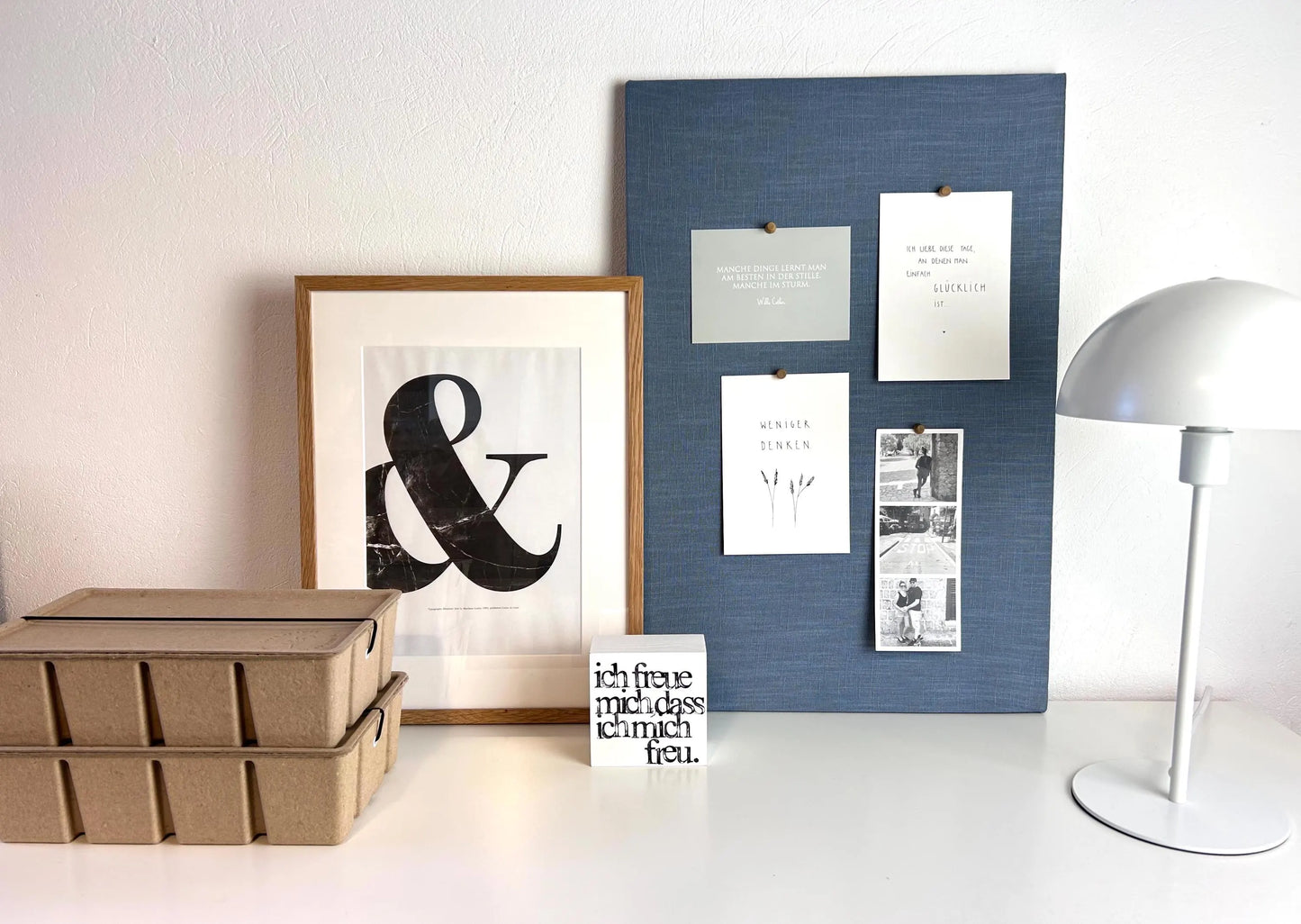 Pinnwand Pinboard Leinen schwedenblau