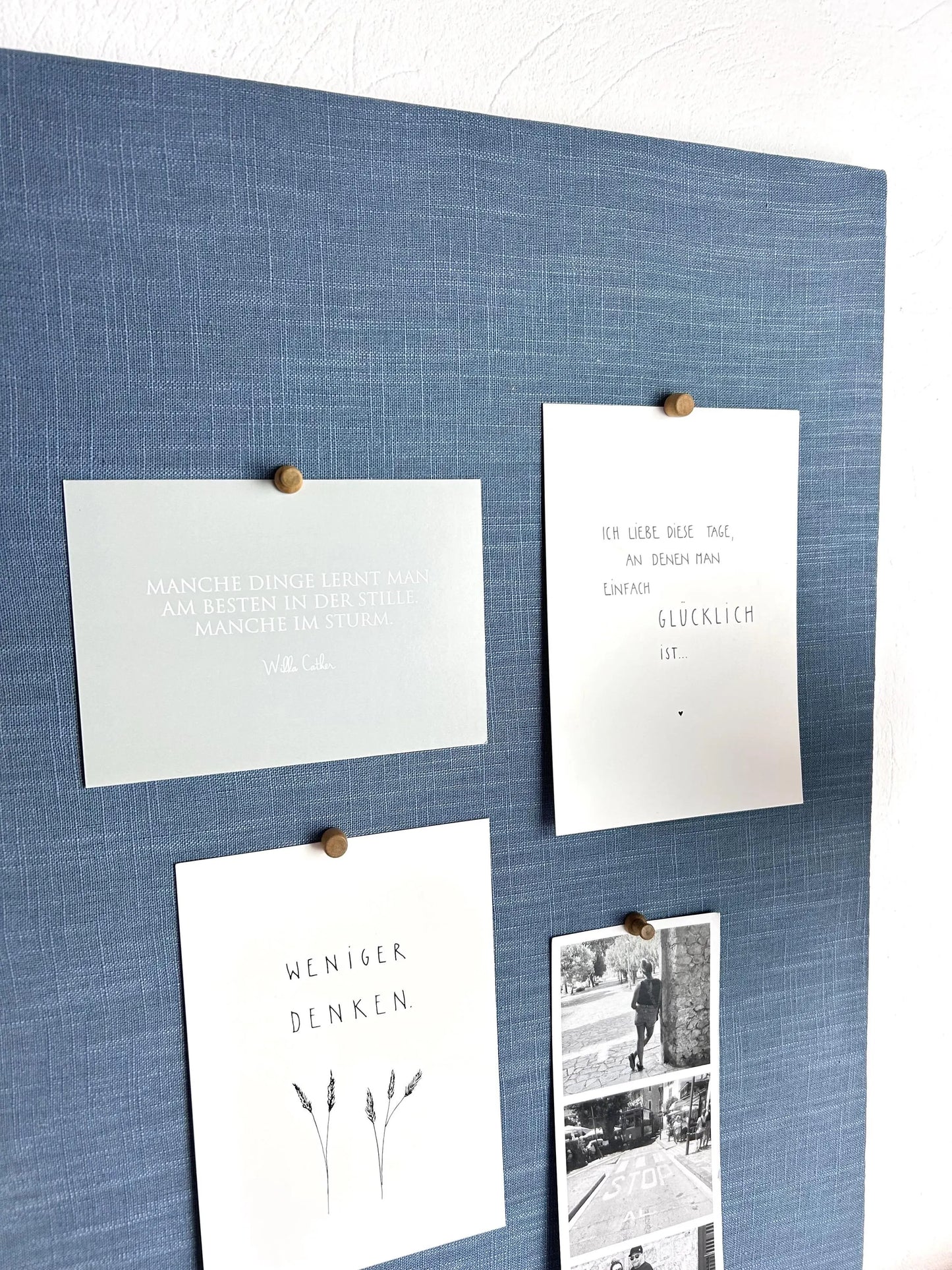 Pinnwand Pinboard Leinen schwedenblau
