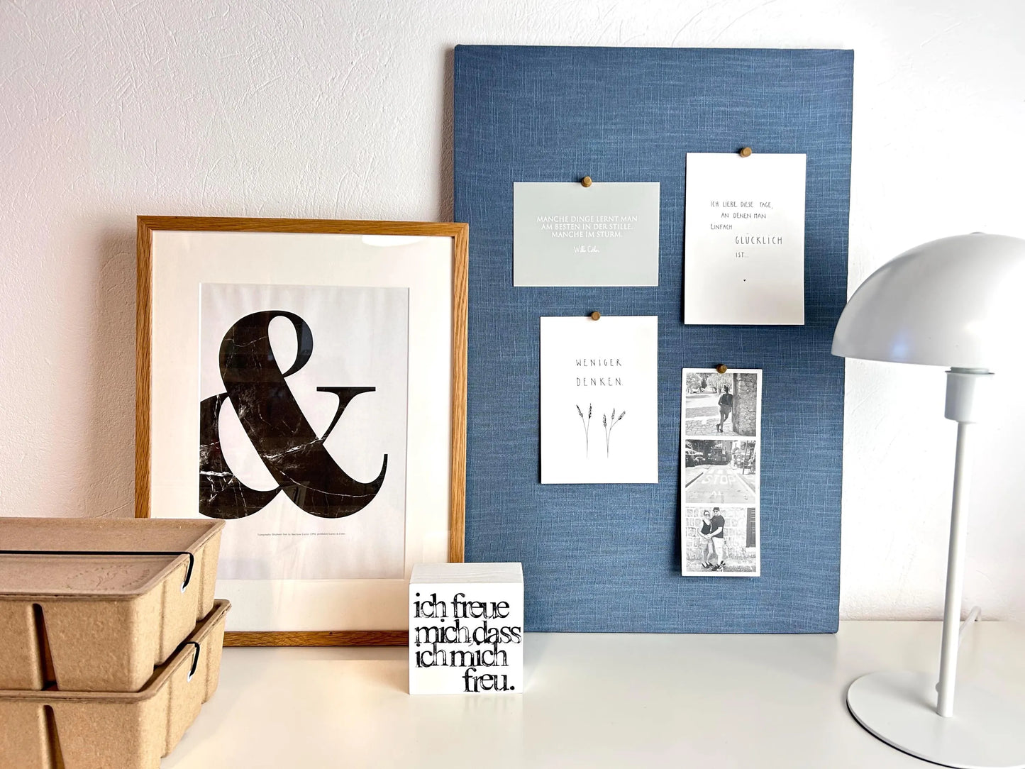Pinnwand Pinboard Leinen schwedenblau