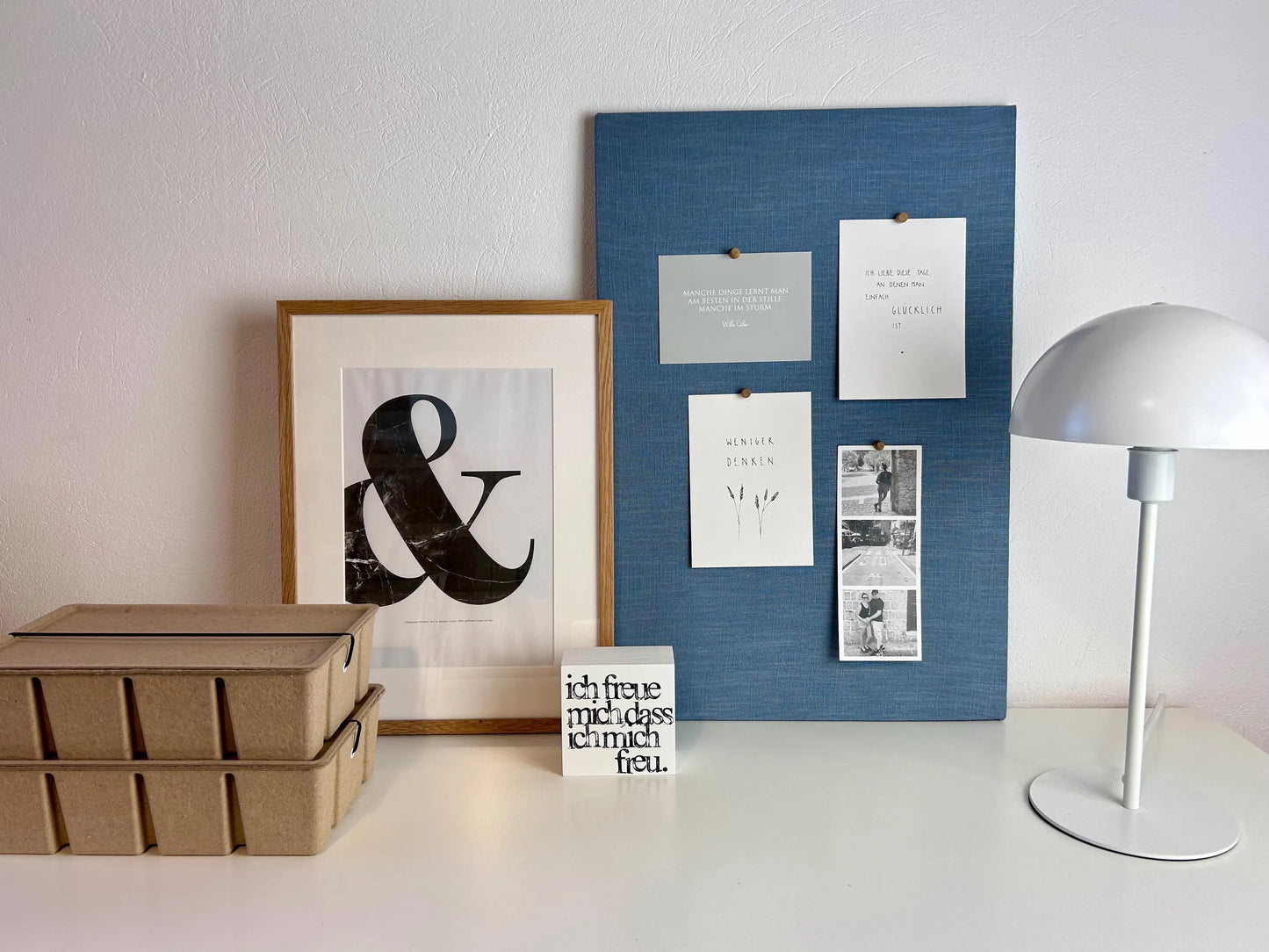 Pinnwand Pinboard Leinen schwedenblau