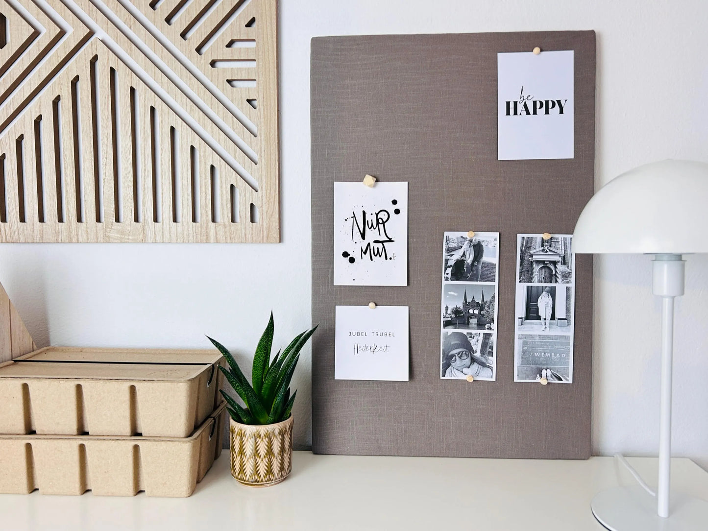 Pinnwand Pinboard Leinen taupe