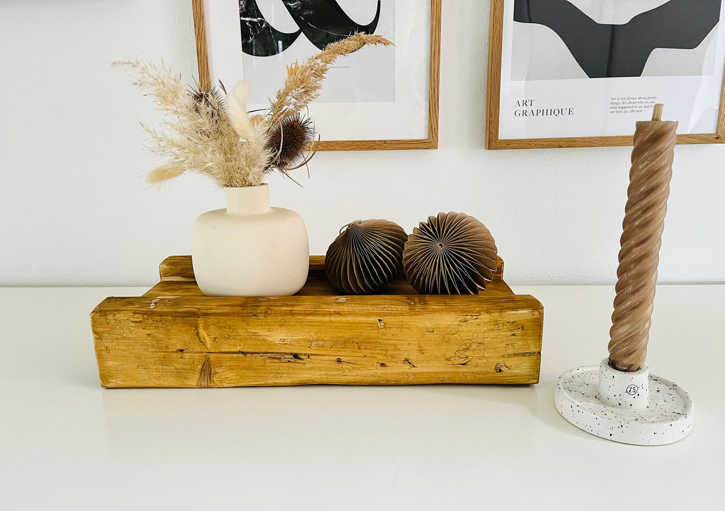 Upcycling Schalungsträger Holzdeko Tablett Eiche gebeizt