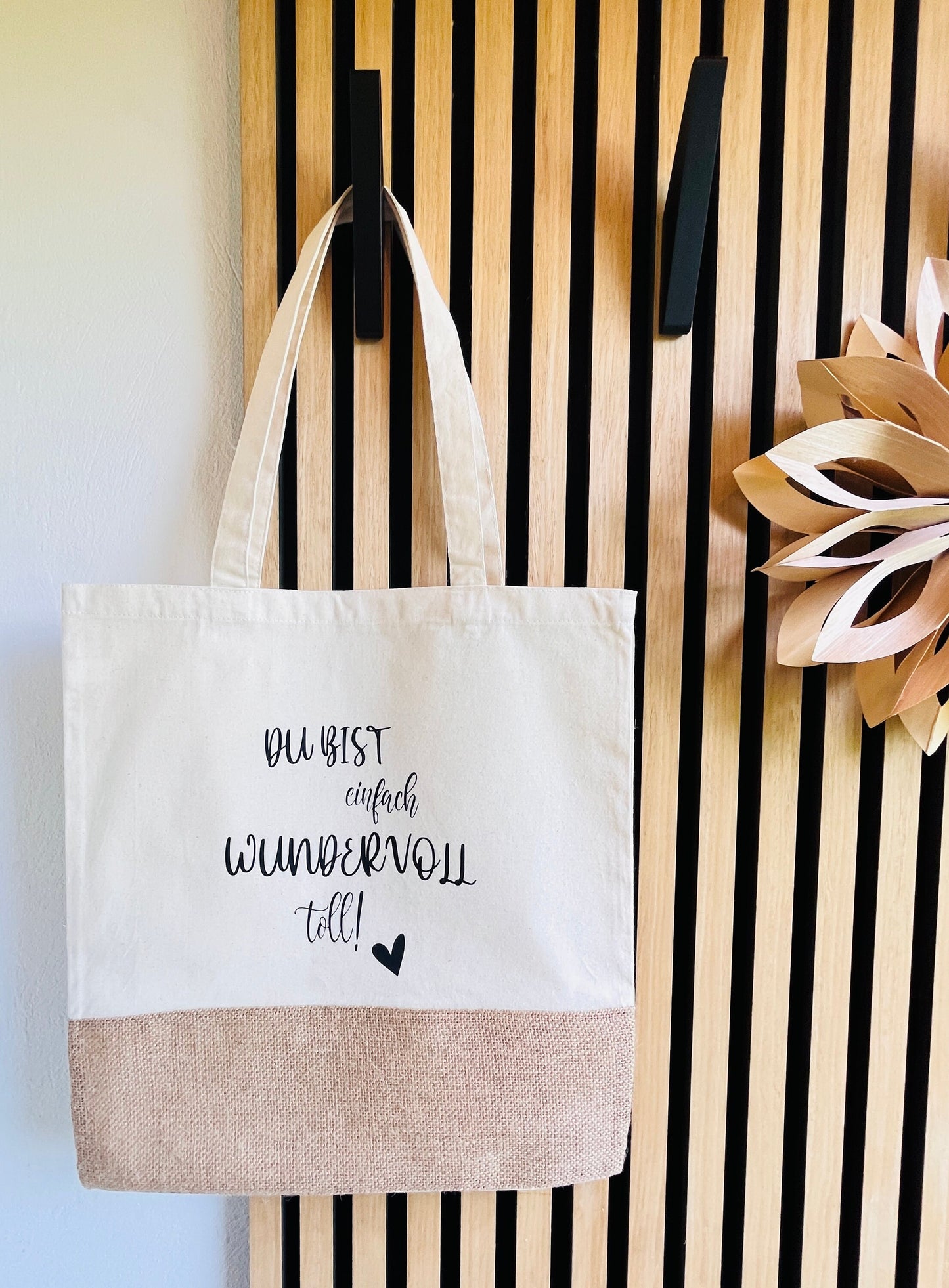 Jutetasche Shopper Du bist einfach wundervoll toll!