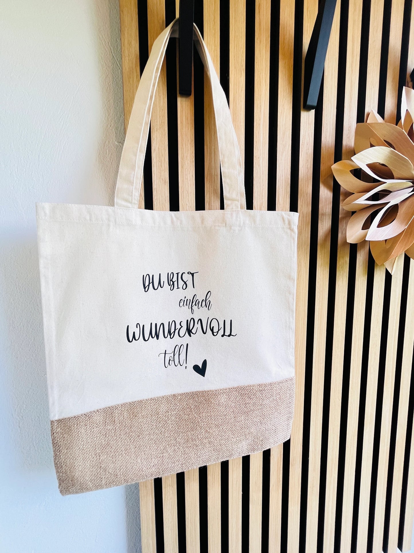 Jutetasche Shopper Du bist einfach wundervoll toll!