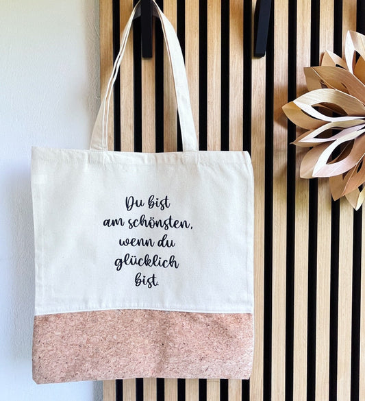 Jutetasche Shopper Du bist am schönsten, wenn Du glücklich bist