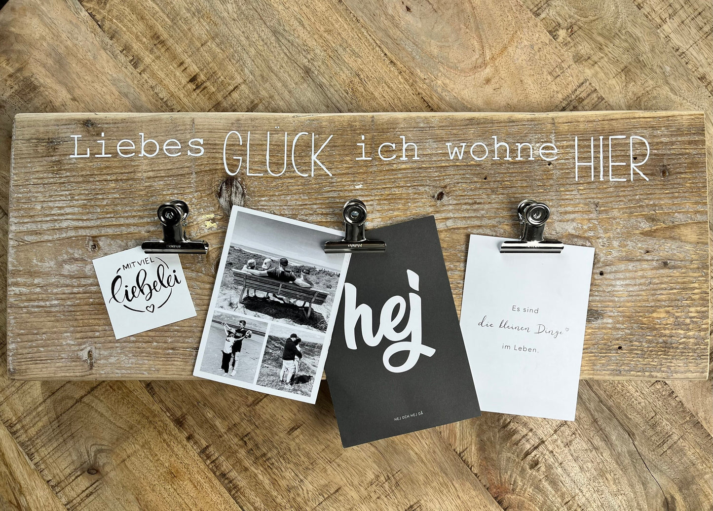 Upcycling Memoboard Liebes Glück weiß