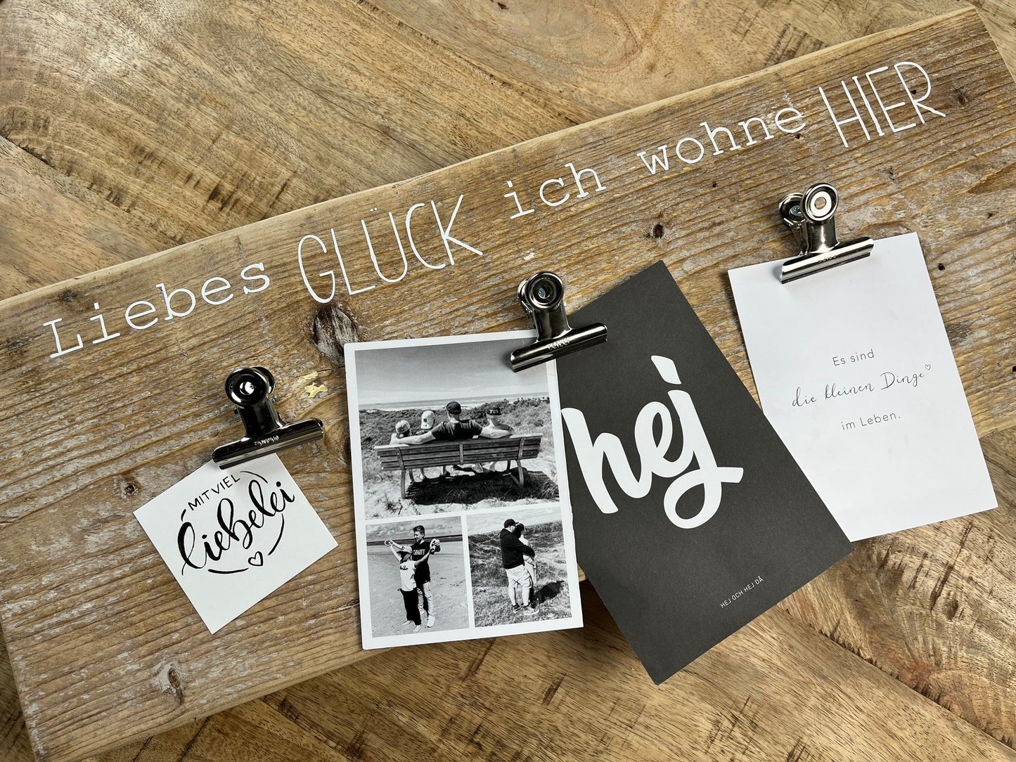 Upcycling Memoboard Liebes Glück weiß