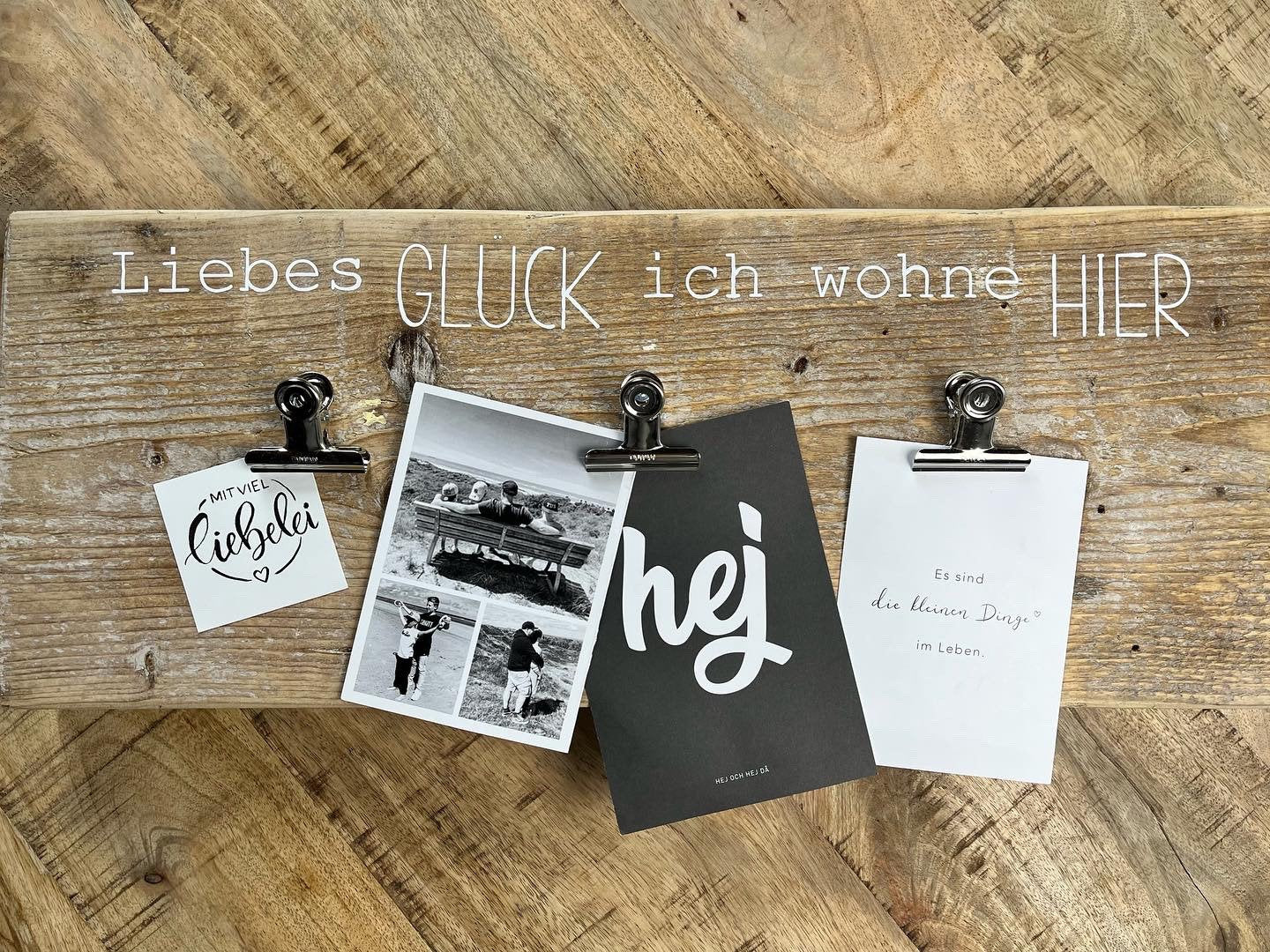 Upcycling Memoboard Liebes Glück weiß