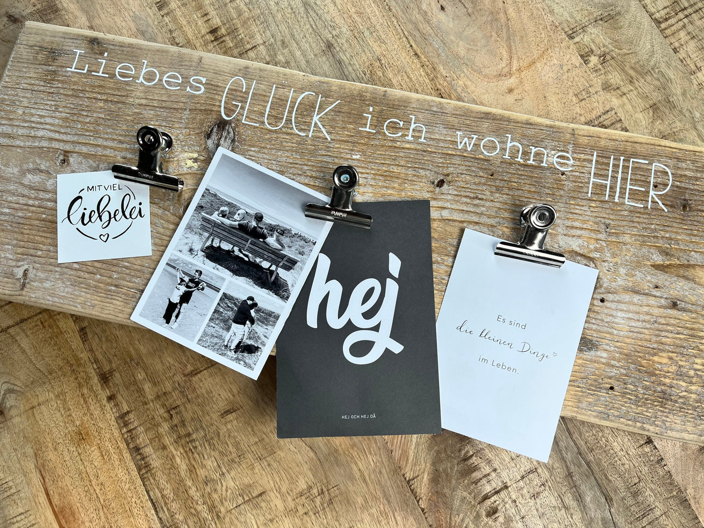 Upcycling Memoboard Liebes Glück weiß