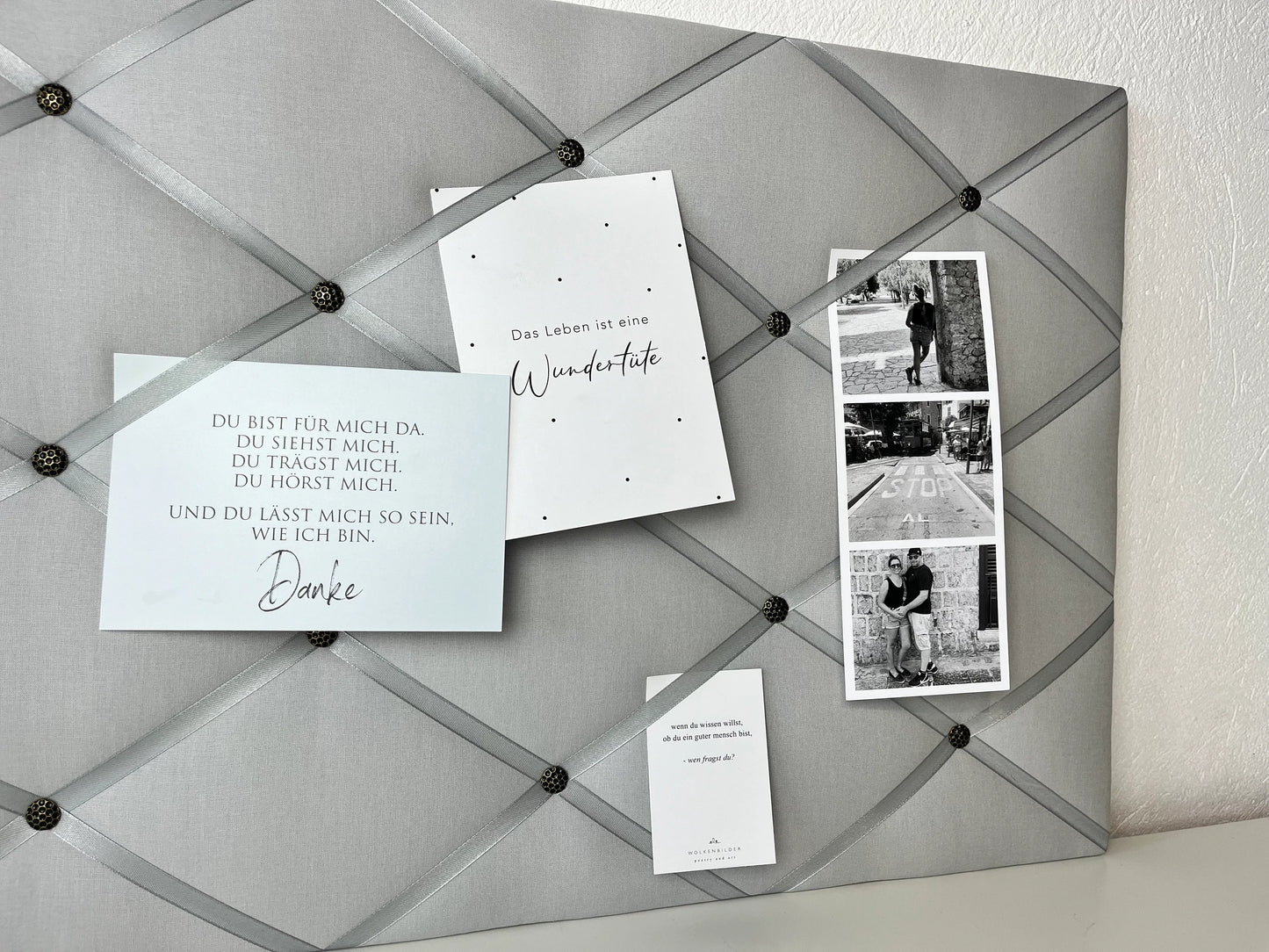 Memoboard hellgrau Wunschgröße