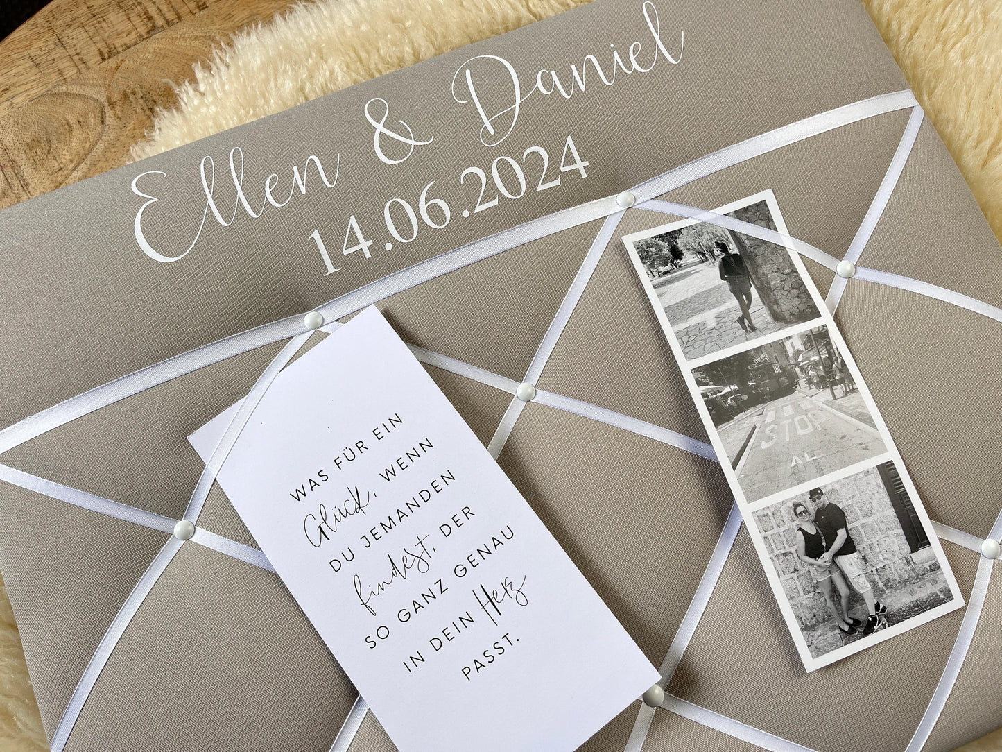 Memoboard Hochzeit personalisiert beige