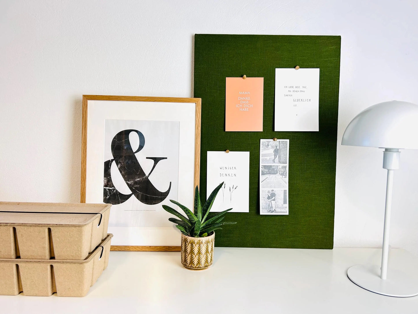 Pinnwand Pinboard Leinen moosgrün