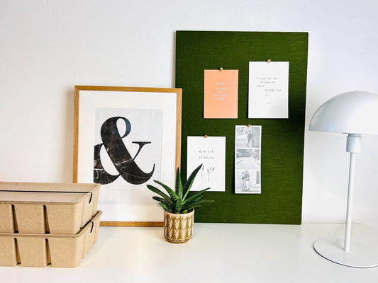 Pinnwand Pinboard Leinen moosgrün