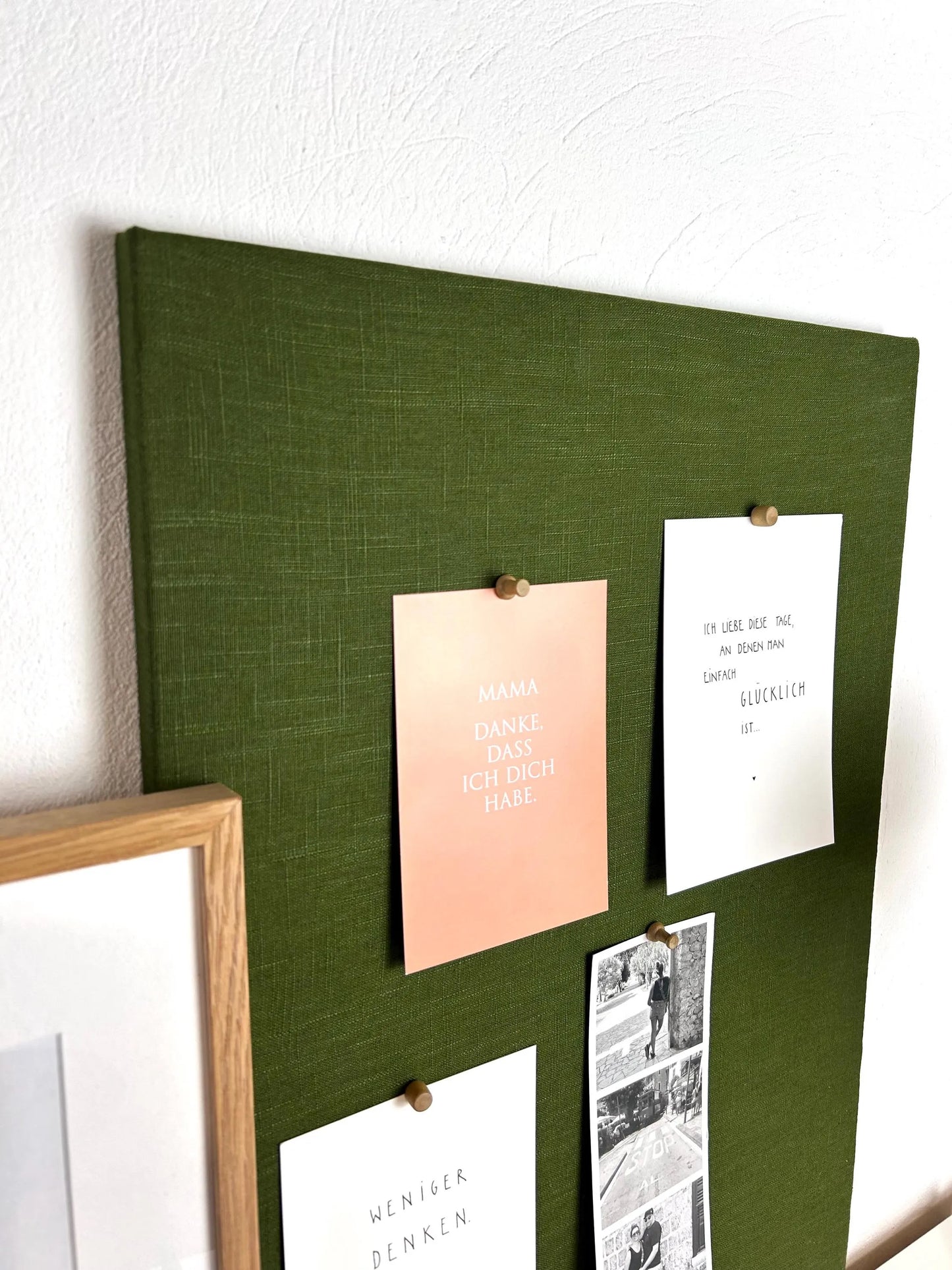Pinnwand Pinboard Leinen moosgrün