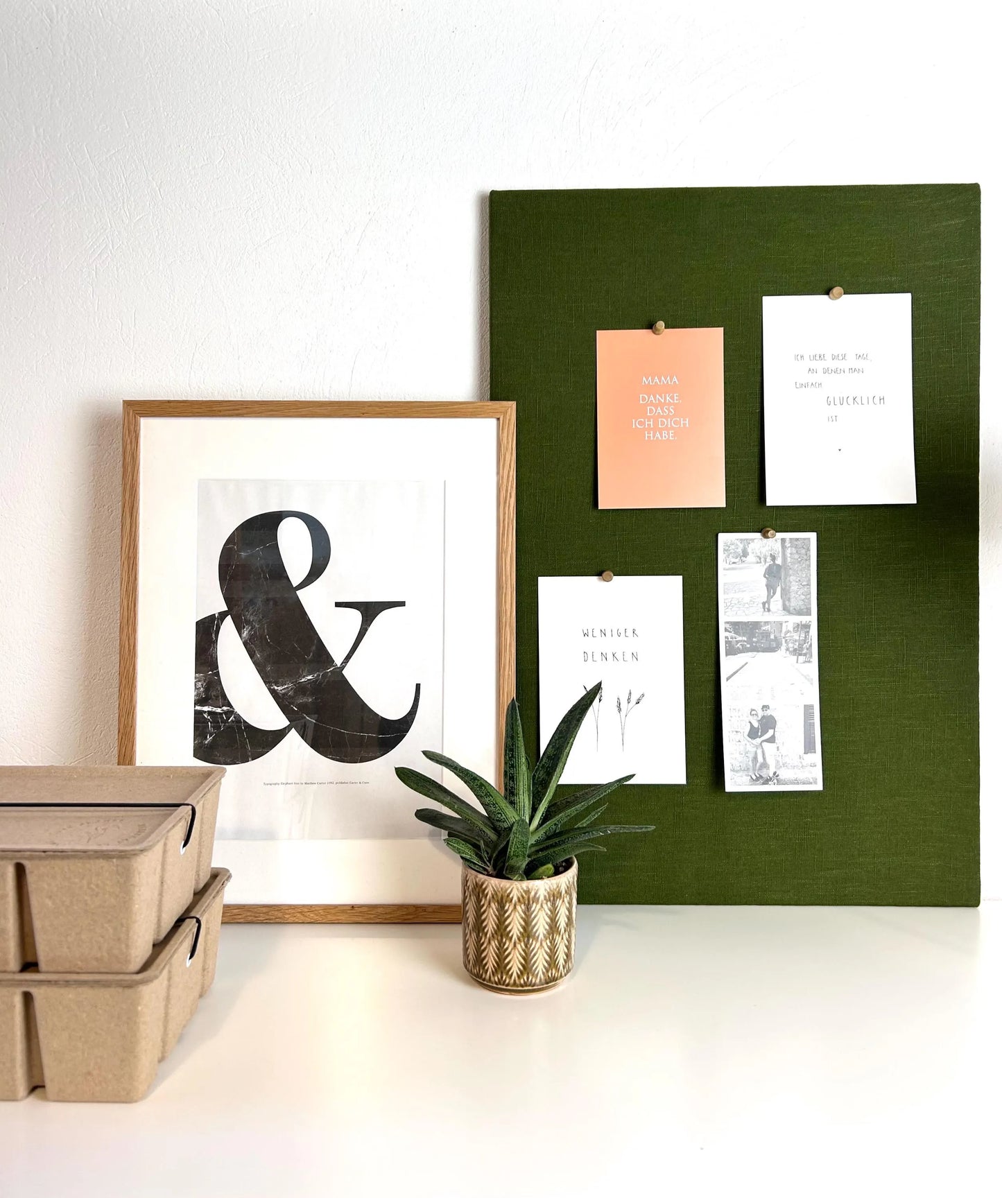 Pinnwand Pinboard Leinen moosgrün