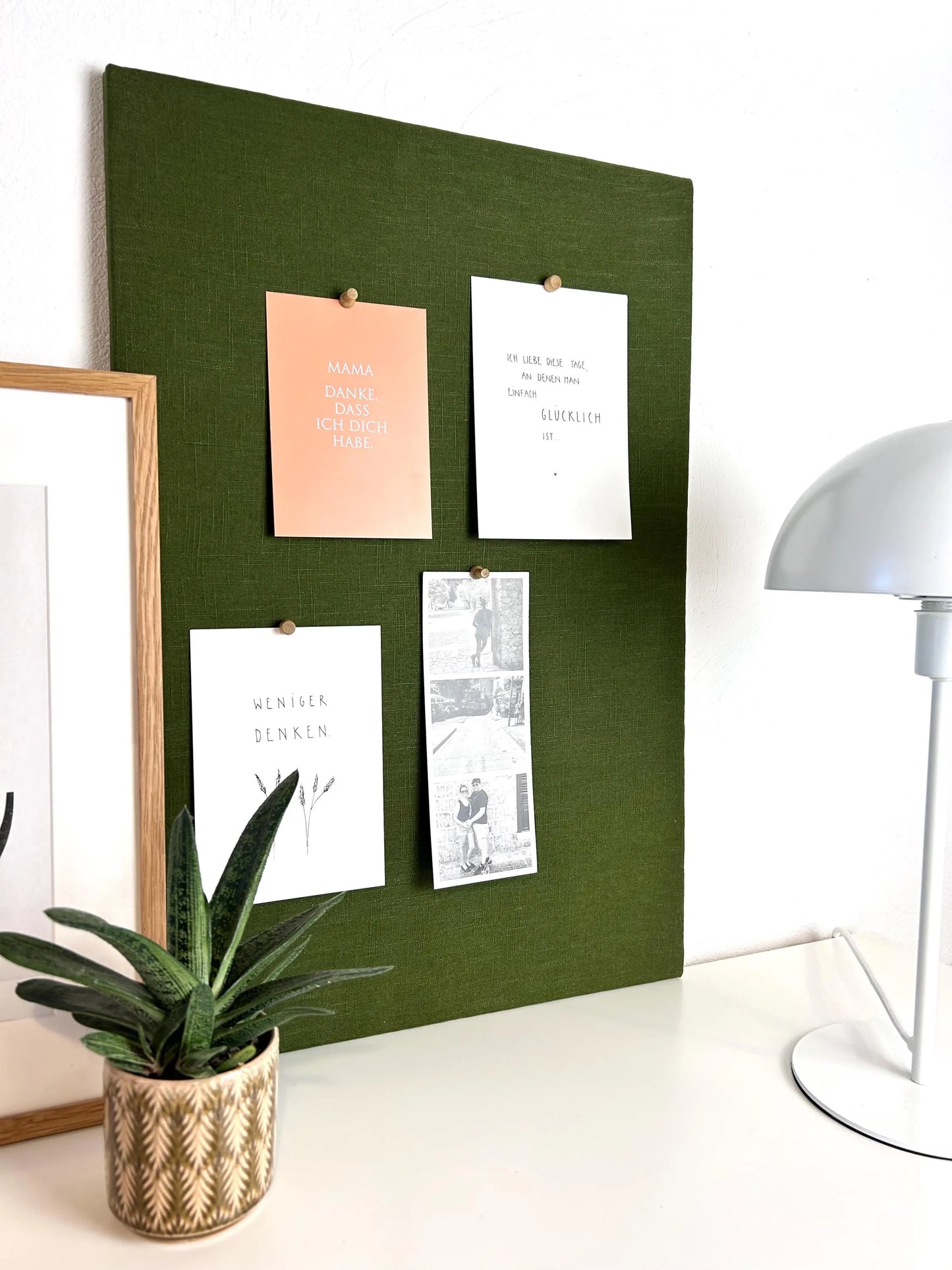 Pinnwand Pinboard Leinen moosgrün