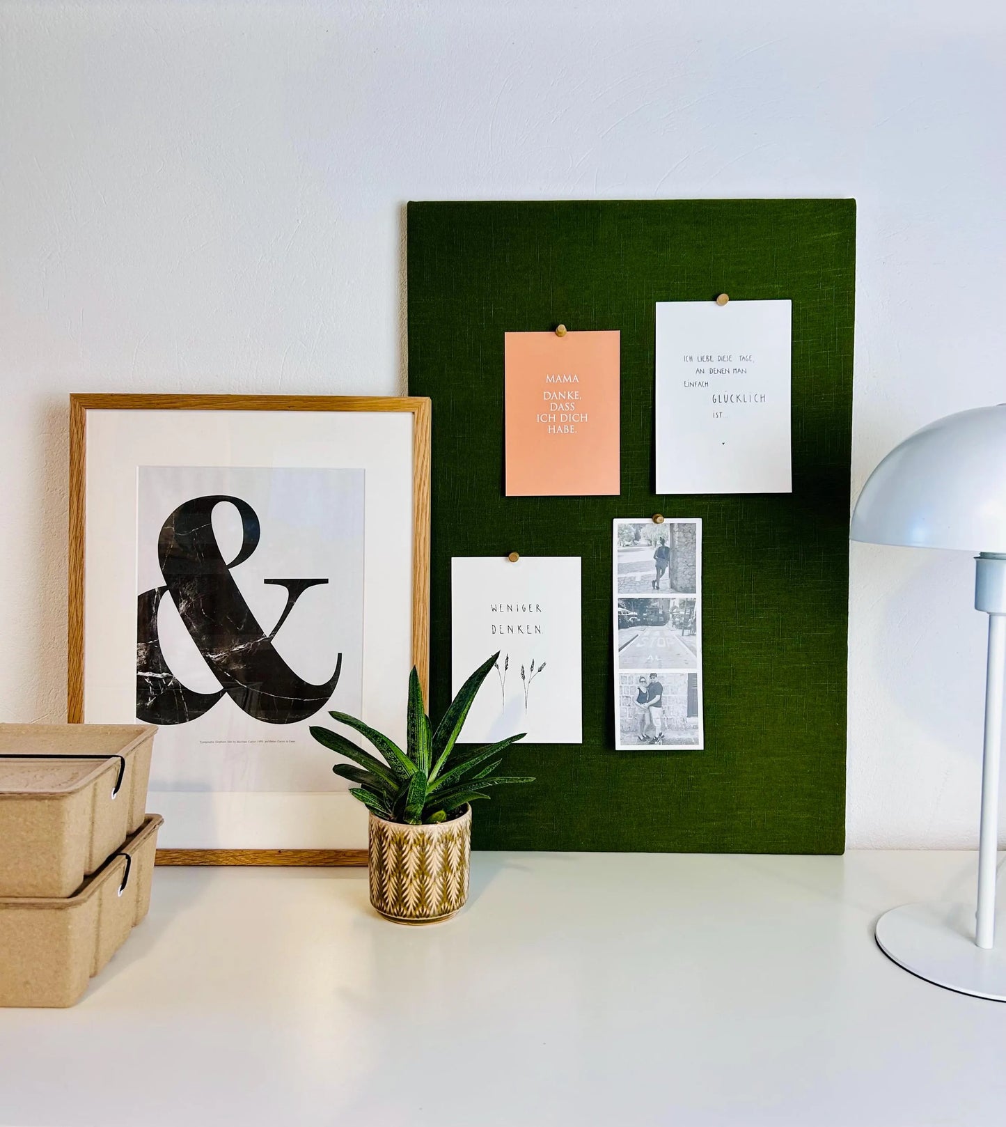 Pinnwand Pinboard Leinen moosgrün