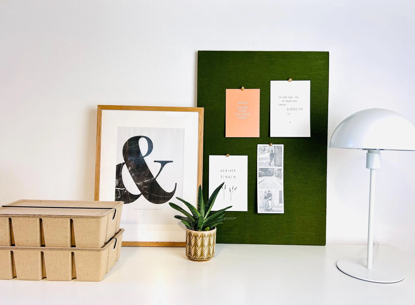Pinnwand Pinboard Leinen moosgrün
