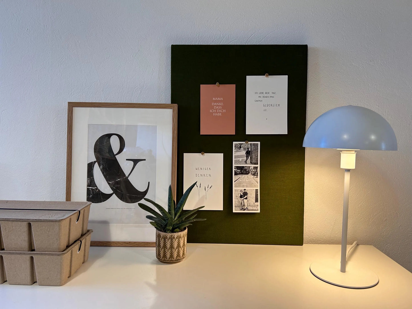 Pinnwand Pinboard Leinen moosgrün