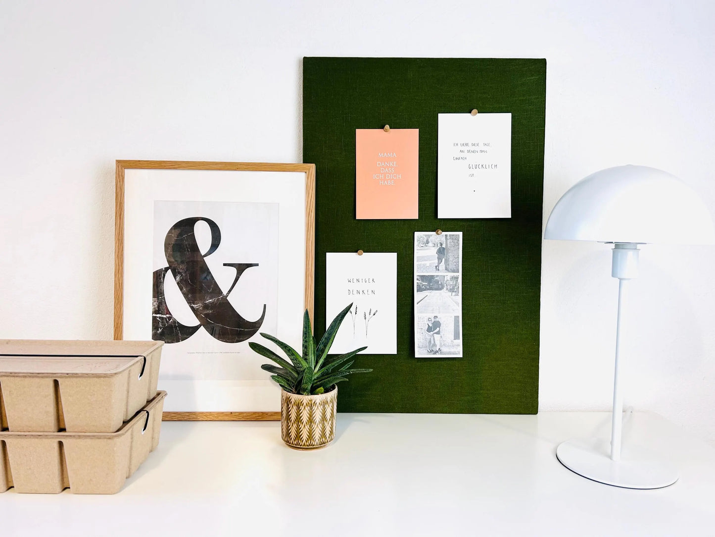 Pinnwand Pinboard Leinen moosgrün